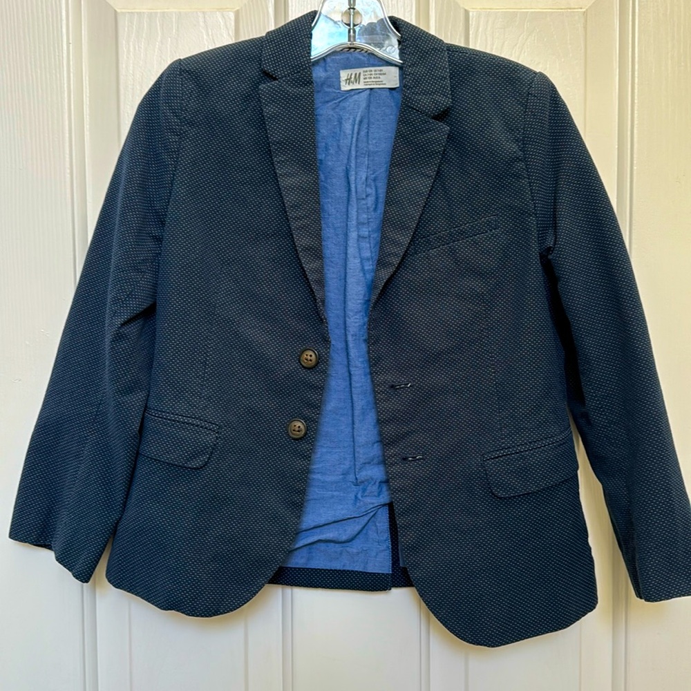 H&M Kids Blue Micro Polka Dot Blazer Size 7-8